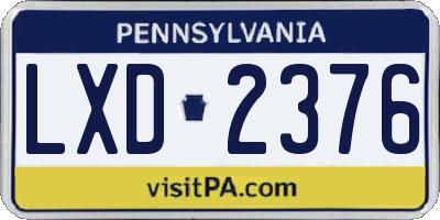 PA license plate LXD2376
