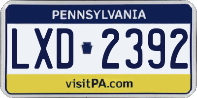 PA license plate LXD2392