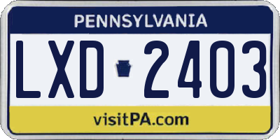 PA license plate LXD2403