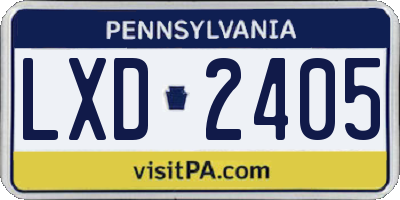 PA license plate LXD2405