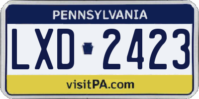 PA license plate LXD2423