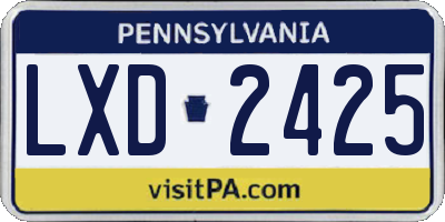 PA license plate LXD2425