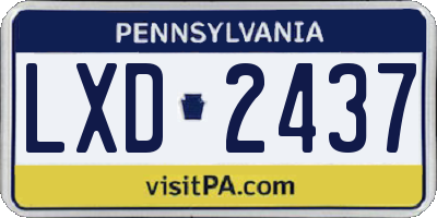 PA license plate LXD2437