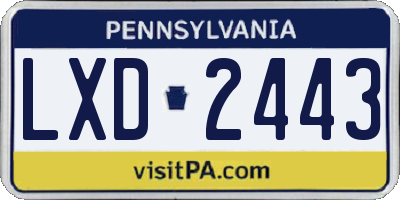 PA license plate LXD2443