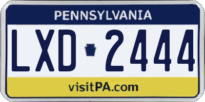 PA license plate LXD2444