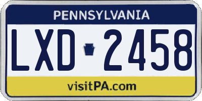 PA license plate LXD2458