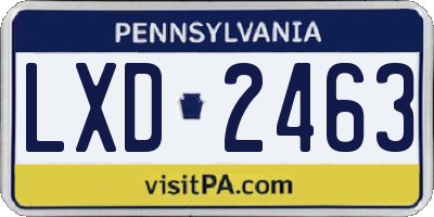PA license plate LXD2463
