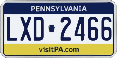 PA license plate LXD2466