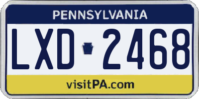 PA license plate LXD2468