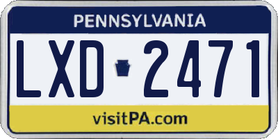 PA license plate LXD2471