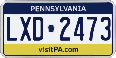 PA license plate LXD2473
