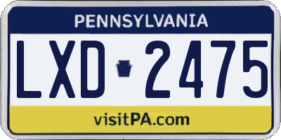 PA license plate LXD2475