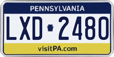 PA license plate LXD2480