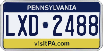 PA license plate LXD2488