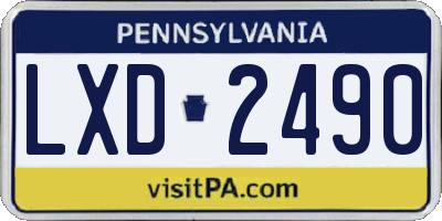 PA license plate LXD2490