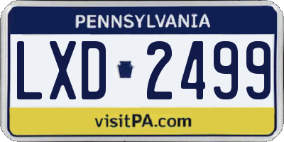 PA license plate LXD2499