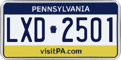 PA license plate LXD2501
