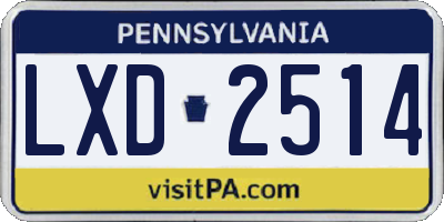 PA license plate LXD2514