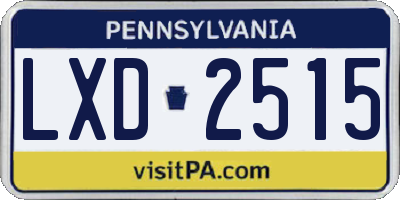 PA license plate LXD2515