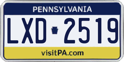 PA license plate LXD2519