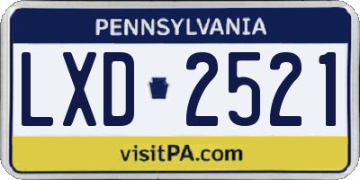 PA license plate LXD2521