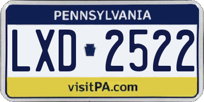 PA license plate LXD2522