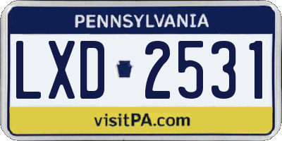 PA license plate LXD2531