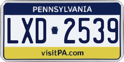 PA license plate LXD2539
