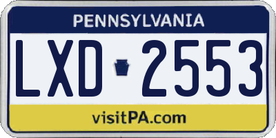 PA license plate LXD2553