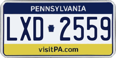 PA license plate LXD2559