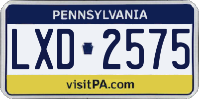 PA license plate LXD2575
