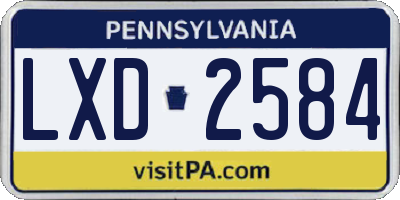 PA license plate LXD2584