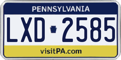 PA license plate LXD2585