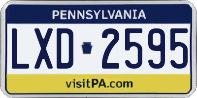 PA license plate LXD2595