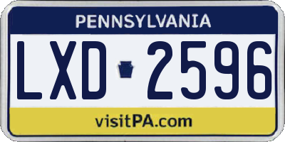 PA license plate LXD2596