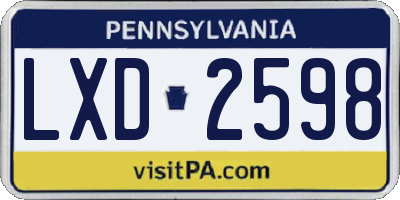 PA license plate LXD2598