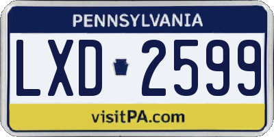 PA license plate LXD2599