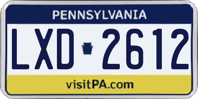 PA license plate LXD2612