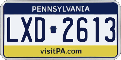 PA license plate LXD2613