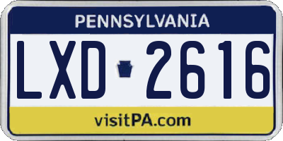 PA license plate LXD2616