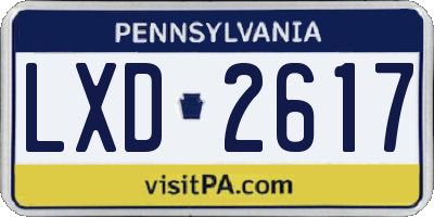 PA license plate LXD2617