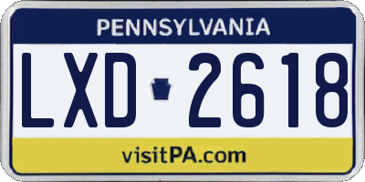 PA license plate LXD2618