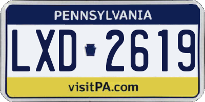PA license plate LXD2619
