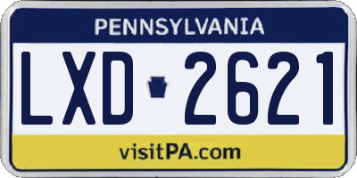 PA license plate LXD2621