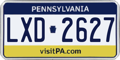 PA license plate LXD2627