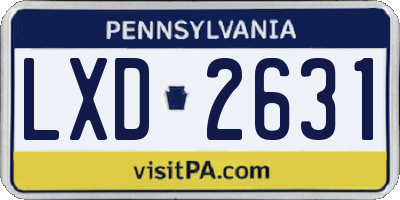 PA license plate LXD2631