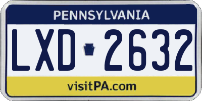 PA license plate LXD2632