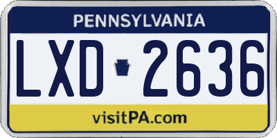 PA license plate LXD2636