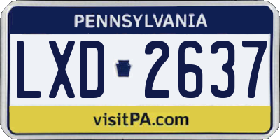 PA license plate LXD2637