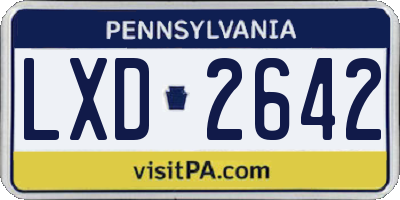 PA license plate LXD2642